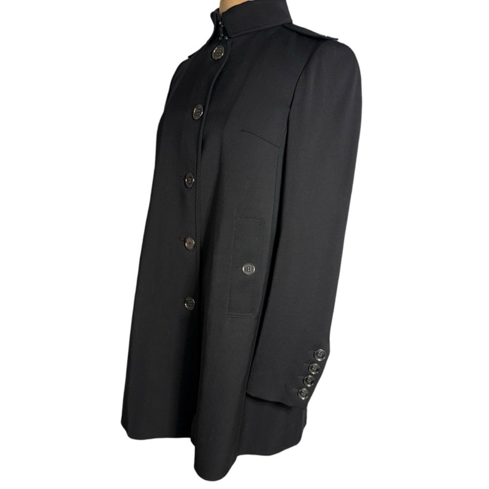 Burberry London Black Short Camden Heritage Car Coat Nova Check Lining Size 6 - Picture 6 of 14